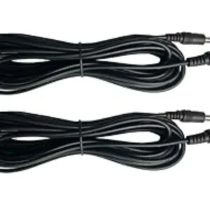 A pair of black cords with a white background